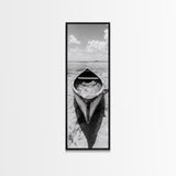 Tranquil Canoe on Misty Lake, Canvas Print, landscape painting, minimalist art, zen wall art, nature art, lake Tahoe art, bedroom art