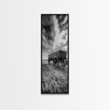 Old Wooden Wagon, Rustic Landscape, Framed Canvas Print, Western Décor, Farmhouse Wall Art, Minimalist Art, Extra Wide Art