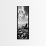 Western Wagon, Coastal Landscape Art, Framed Canvas Print, Rustic Wall Art, Nautical Décor, Extra Wide Art, Minimalist Wall Art