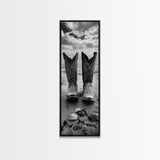 Cowboy Boots, Coastal Cowgirl, Wall Art, Framed Canvas Print, Rustic Décor, Western Artwork, Moody Art, Southwestern Wall Art