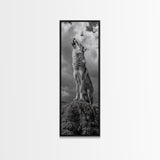 Howling Coyote, Framed Canvas Print, southwest wall art, rustic wall art, wildlife photography, desert landscape art, cowboy art, boho home decor