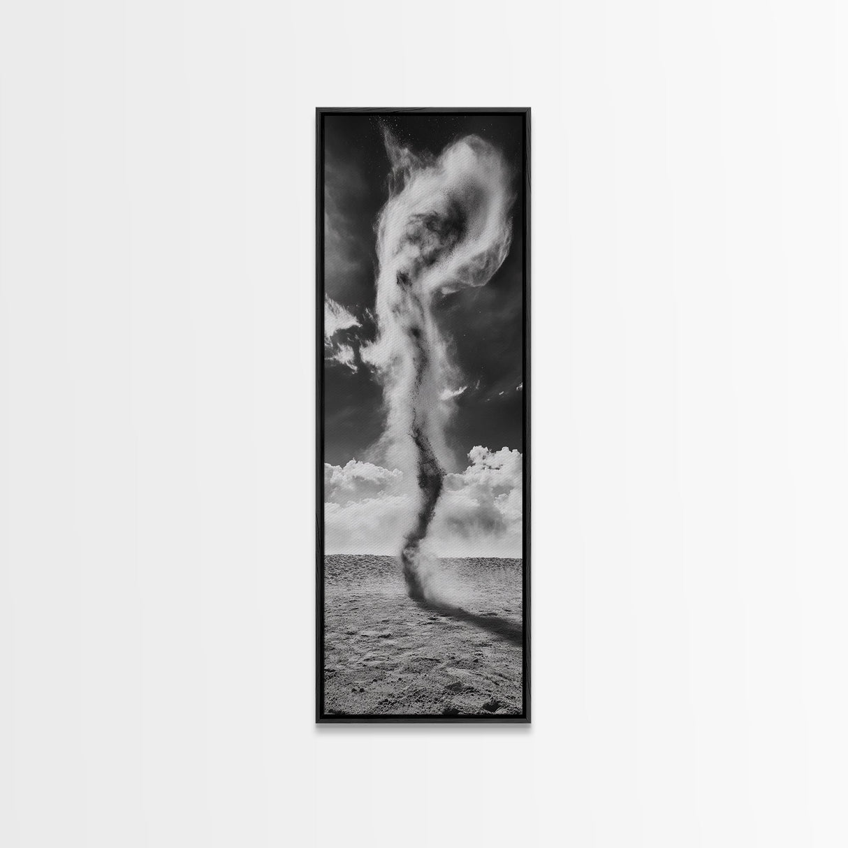 Dust Storm, Twister Framed Canvas Print, dramatic landscape painting, panoramic art, moody art, western décor, extra wide art, rustic wall art