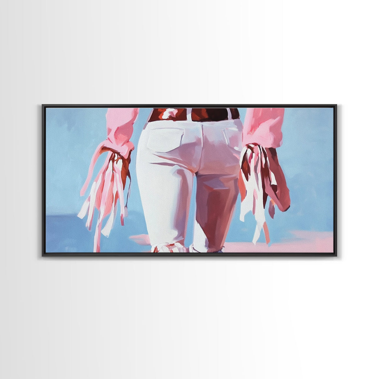Pink Cowgirl, Western Art, Black Cowgirl Painting, Coastal Cowgirl Wall Art, Light Pink Wall Art, Canvas Print, Rustic Decor
