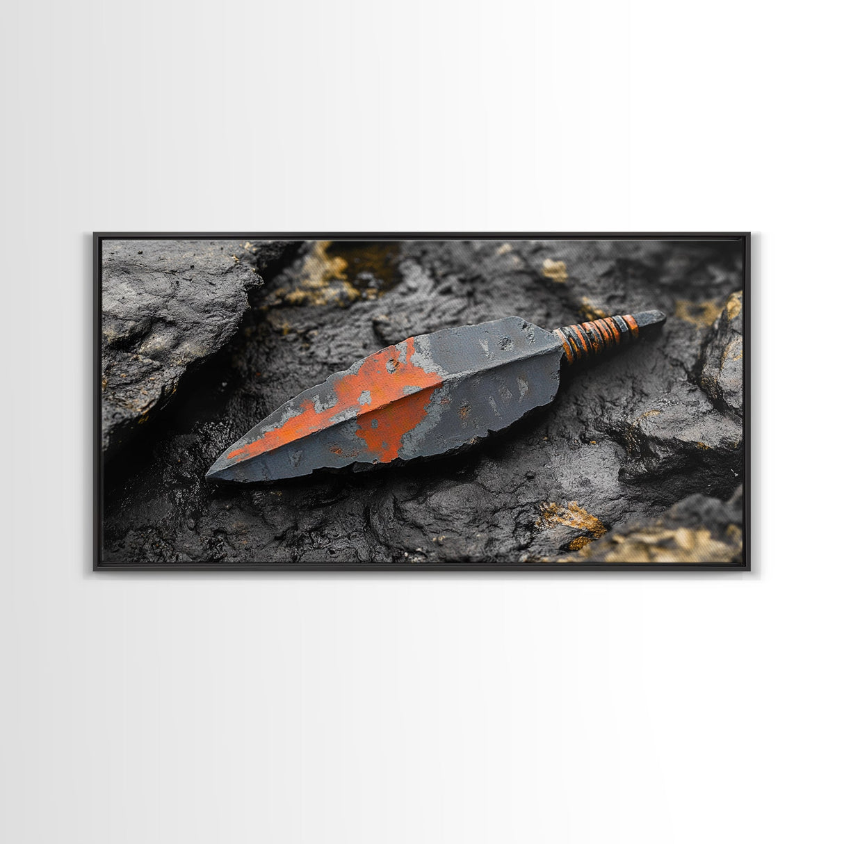 Handmade Arrowhead Framed Canvas Print | Rustic Wall Art | Southwest Decor | Tribal Arrowhead Art | Wabi Sabi Art | Extra Wide Art
