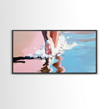 Barefoot Beach Walk, coastal decor, ocean painting, seascape painting, pink abstract art, light pink wall art, canvas print