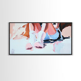 Cowgirl Boots, black cowgirl painting, rustic wall art, farmhouse decor, moody woman lying in bed painting, framed canvas print
