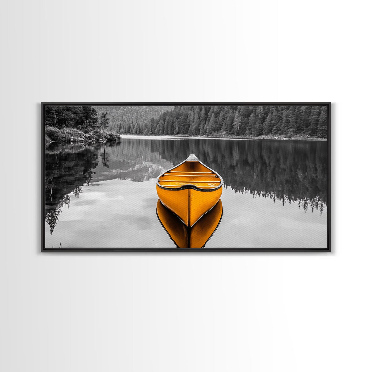 Reflections of Nature, lake Tahoe art, pine tree art, landscape painting, nature wall art, extra wide art, panoramic art, Canvas Print
