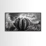 Desert Cactus, southwest wall art, Joshua tree art, rustic art, landscape painting, desert decor, panoramic art, Canvas Print