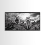 Prairie dogs, whimsical art, rustic wall art, farmhouse art, nature painting, extra wide art, above couch art, framed canvas print