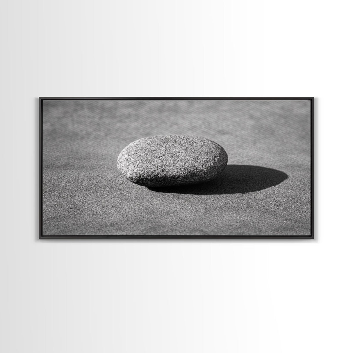 Zen rock, minimalist art, wabi sabi art, Japanese decor, meditation wall art, extra wide art, horizontal wall art, framed canvas print