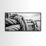 Nautical rope, rustic art, coastal decor, nautical wall art, maritime painting, extra wide art, panoramic painting, framed canvas print