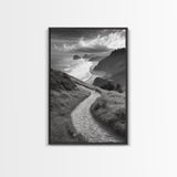 Coastal Pathway, coastal landscape art, seascape painting, nature trail print, ocean decor, beach house art, framed canvas print, nautical decor
