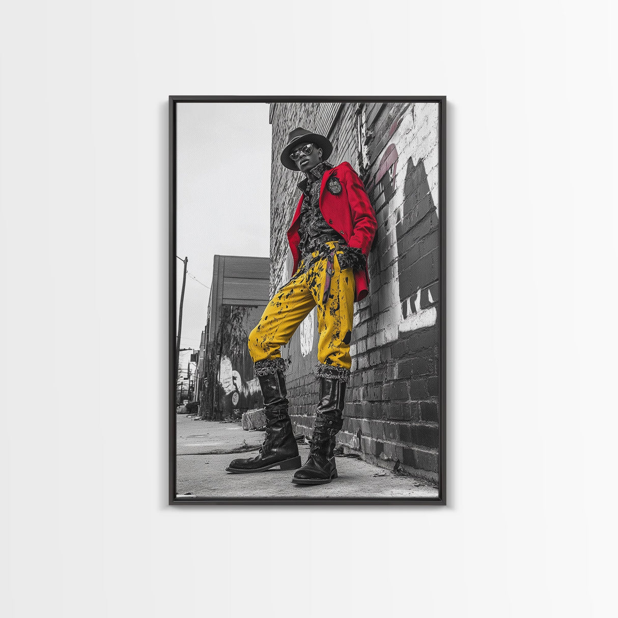 Urban fashion, chicano art, graffiti wall art, framed canvas print, moody cityscape, street style, afrocentric wall art, edgy decor