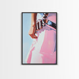 Pink cowgirl, western belt, black cowgirl painting, light pink wall art, southwestern art, cowboy aesthetic, framed canvas print, rustic art