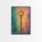 Abstract Key Painting, Bold Colorful Art, Wabi Sabi Wall Art, Southwest Wall Decor, Framed Canvas Print, Gift Idea, Modern Art