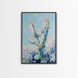 Prickly Pear Cactus, agave painting, southwest wall art, botanical prints, gift idea for her, boho art, desert decor, Canvas Print