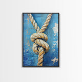 Nautical Knot, Coastal Wall Art, Framed Canvas Print, nautical decor, rustic art, textured painting, nautical painting, coastal cowgirl wall art