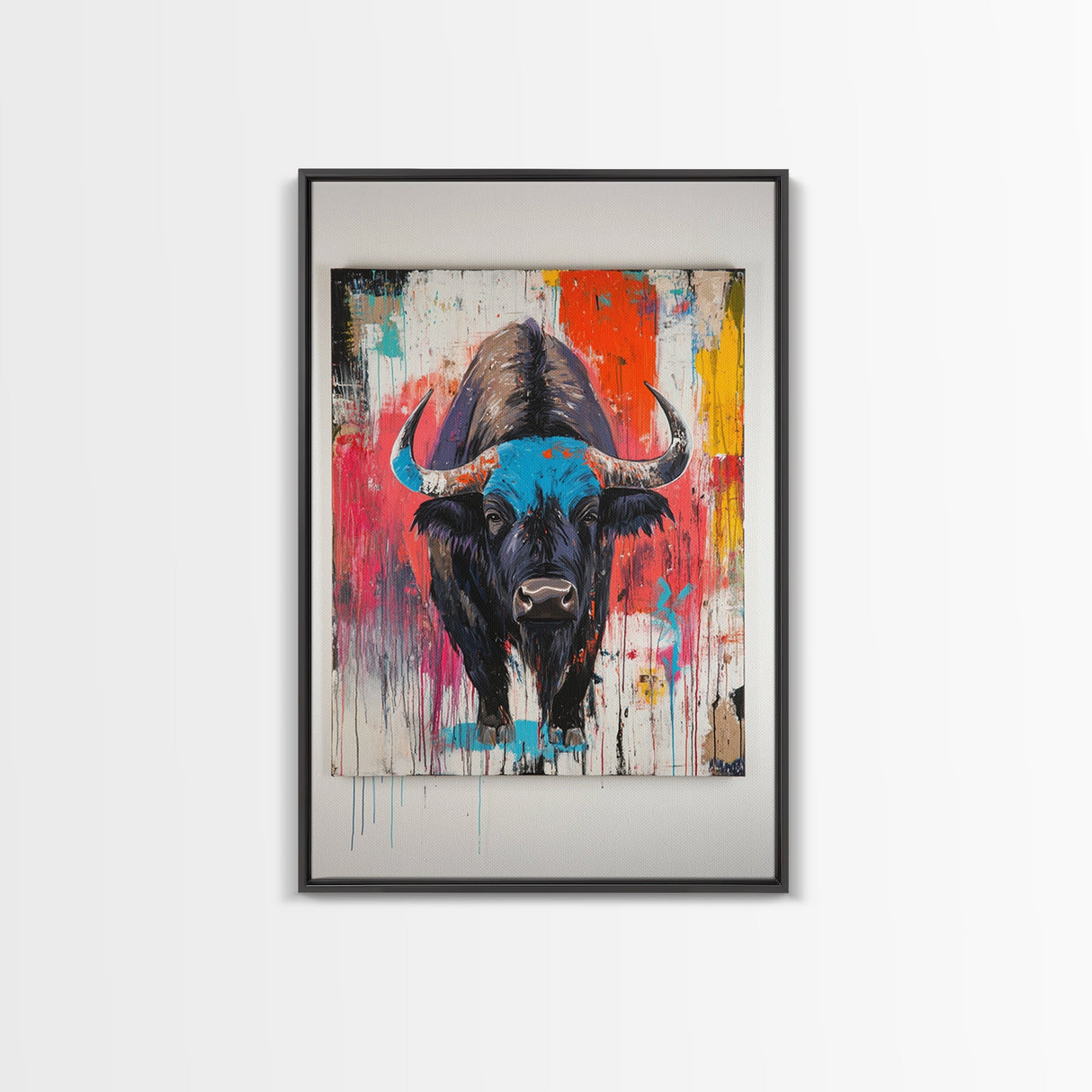 Bold Bison, Modern Southwest Art, Bull And Bear Art, Rustic Decor, Framed Canvas Print, Western Wall Art, Moody Art, Ranch Home Art