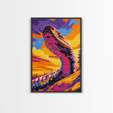 Desert Serpent, Colorful Snake Art, Southwest Wall Art, Boho Home Decor, Wildlife Painting, Framed Canvas Print, Rustic Art