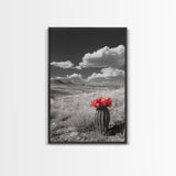 Cactus Bloom, Wildflower Painting, Botanical Prints, Nature Art, Rustic Decor, Southwest Wall Art, Canvas Print, Living Room Art