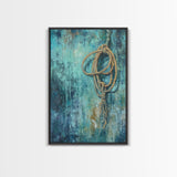 Hanging Rope Art, Moody Art, Framed Canvas Print, Coastal Decor, Wabi Sabi Art, Southwest Wall Art, Nautical Wall Art, Rustic Art