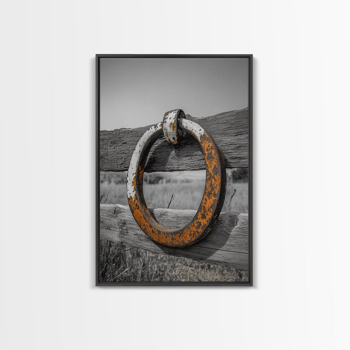 Rustic Metal Ring, Wabi Sabi Wall Art, Rustic Decor, Farmhouse Art, Minimalist Art, Weathered Metal Art, Canvas Print, Gift Idea