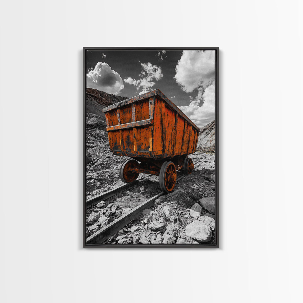 Old Mine Cart, Rustic Decor, Southwest Wall Art, Industrial Art, Wabi Sabi Wall Art, Moody Art, Canvas Print, Gift Idea