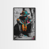 Colorful Cowboy, Graffiti Wall Art, Chicano Art, Modern Western Art, Moody Art, Rustic Decor, Urban Art, Canvas Print, Gift Idea