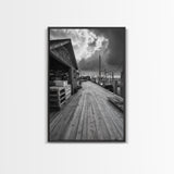Fishing Dock, coastal decor, nautical wall art, seascape painting, rustic wall art, Nantucket painting, framed canvas print, horizontal art