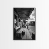 Western town, rustic wall art, farmhouse art, extra wide art, above couch art, cowboy decor, horizontal wall art, framed canvas print