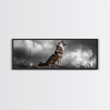 Howling Coyote, Wildlife Art, Nature Wall Art, Rustic Decor, Moody Art, Above Sofa Art, Horizontal Wall Art, Canvas Print