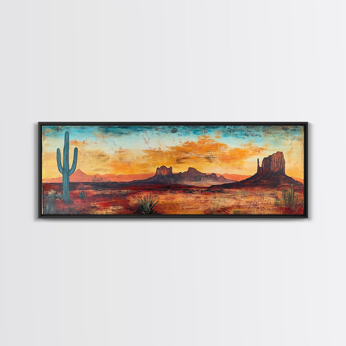 Southwest Wall Art, Framed Canvas Print, Joshua Tree Art, Desert Landscape Painting, Extra Wide Art, Rustic Wall Art, Above Couch Art, Gift Idea