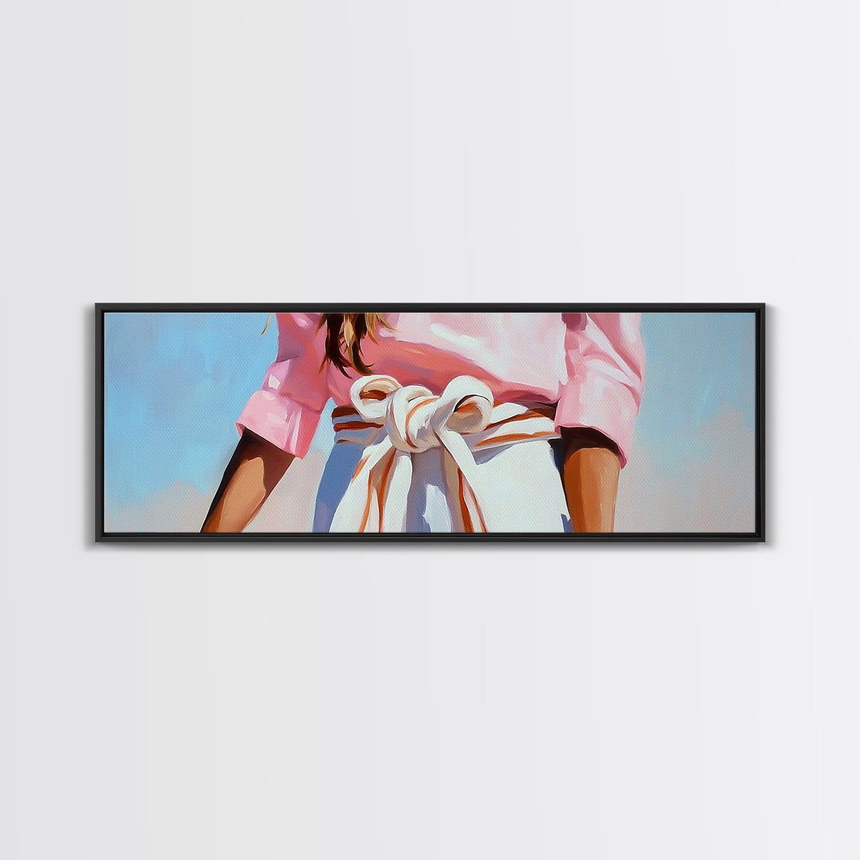 Minimalist Art, Framed Canvas Print, Fashion Illustration, Pink Wall Art, Modern Decor, Extra Wide Art, Light Pink Wall Art, Bedroom Art