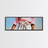 Minimalist Art, Framed Canvas Print, Fashion Illustration, Pink Wall Art, Modern Decor, Extra Wide Art, Light Pink Wall Art, Bedroom Art