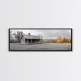 Log Cabin, Fall Art, Rustic Wall Art, Farmhouse Art, Cozy Cabin Art, Landscape Painting, Wabi Sabi Art, Above Couch Art, Framed Canvas Print