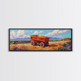 Rustic cart, farmhouse art, rustic wall art, above couch art, wabi sabi art, barn landscape oil painting, framed canvas print, gift idea