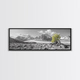 Mountain scene, mountain painting, landscape painting, wabi sabi art, nature art, minimalist art, framed canvas print, extra wide art