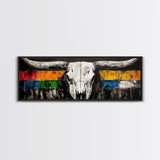 Western Skull, rustic wall art, skull art, farmhouse art, extra wide art, southwest wall art, bull and bear art, canvas print