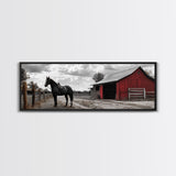 Barn Horse, Rustic Art, Farmhouse Art, Vintage Horse Art, Rural Wall Art, Extra Wide Art, Framed Canvas Print, Guest Room Art