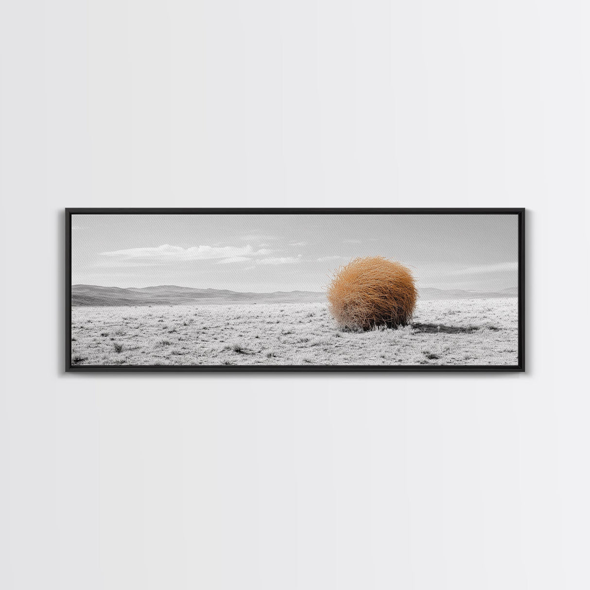 Tumbleweed, Desert Landscape, Southwest Wall Art, Minimalist Art, Extra Wide Art, Panoramic Art, Framed Canvas Print, Wabi Sabi Art