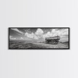 Rustic Wagon, coastal landscape art, extra wide art, panoramic painting, farmhouse art, framed canvas print, nautical wall art