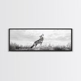 Lone Coyote, southwest wall art, wabi sabi art, extra wide art, moody art, landscape painting, framed canvas print, panoramic art