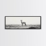 Lone Gazelle, moody art, southwest wall art, extra wide art, wabi sabi art, minimalist art, framed canvas print, panoramic painting