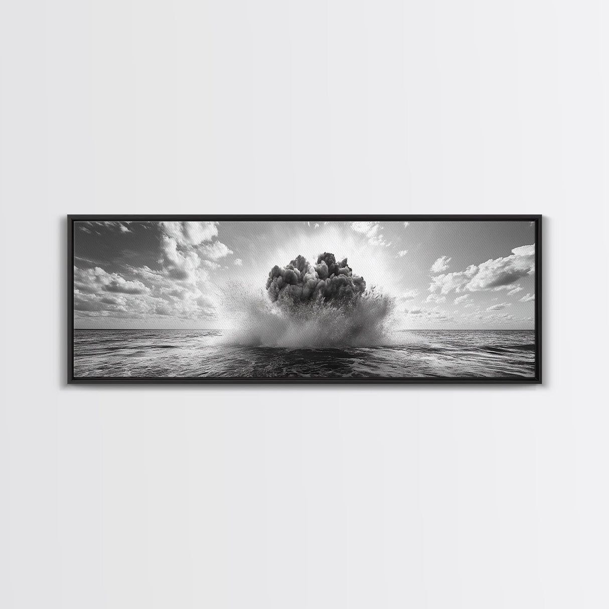 Explosion, dramatic seascape, moody art, panoramic art, extra wide art, coastal wall art, framed canvas print, ocean painting, nautical decor