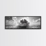 Explosion, dramatic seascape, moody art, panoramic art, extra wide art, coastal wall art, framed canvas print, ocean painting, nautical decor