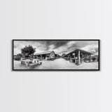 Rustic market, farmhouse art, country decor, panoramic art, extra wide art, rustic wall art, framed canvas print, landscape painting, wabi sabi art