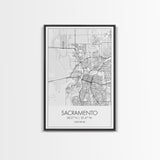 Sacramento Street Map, California Map, City Map Art, Minimalist Art, Wall Art, Canvas Print, Girls Room Art, Gift For Women, Travel Décor