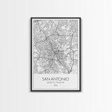 San Antonio Street Map, Texas Map, City Map Art, Minimalist Art, Wall Art, Canvas Print, Black And White Art, Travel Print, Family Gift