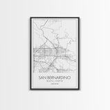 San Bernardino Street Map, California Map, City Map Print, Minimalist Art, Wall Art, Canvas Print, Unique Wall Décor, Friends Gift,