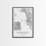 San Francisco Street Map, California Map, City Map Print, Minimalist Art, Wall Art, Canvas Print, Family Room Décor, Gift For Travelers